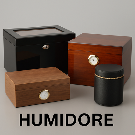 Humidore in verschiedenen Designs – schwarze, braune und runde Modelle zur Zigarrenlagerung