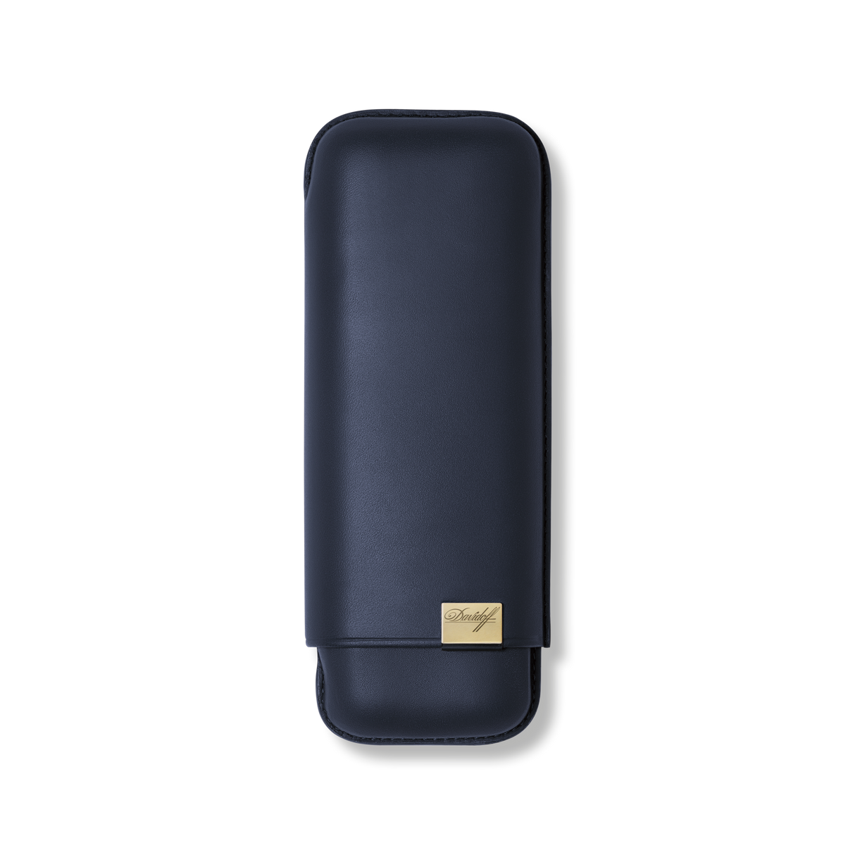 Davidoff Iconic Zigarrenetui XL-2 Blau – Leder-Zigarrenetui für 2 Zigarren, geschlossen