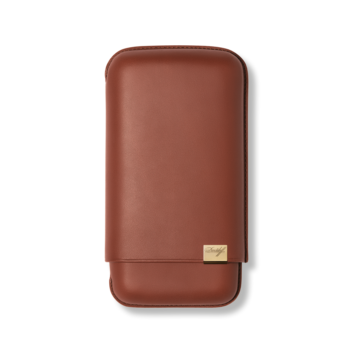 Davidoff Iconic Zigarrenetui XL-3 Braun – Leder-Zigarrenetui für 3 Zigarren, geschlossen