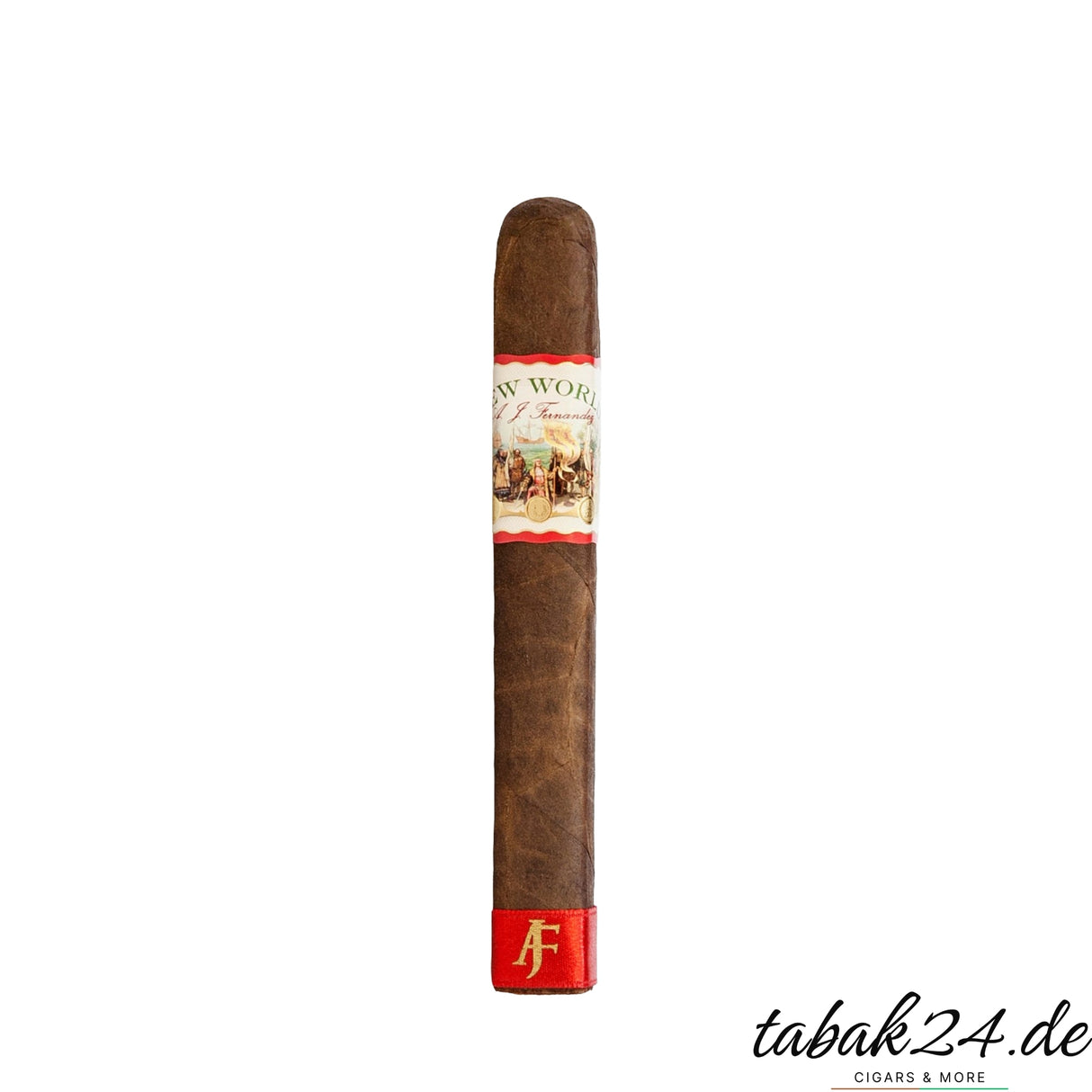 New World Toro Zigarre von AJ Fernandez mit rot-goldener Bauchbinde auf weißem Hintergrund