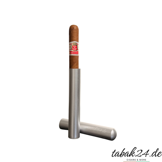 Aluminium Zigarren Tube silber mit eingelegter Hoyo de Monterrey Zigarre teleskop Hülle