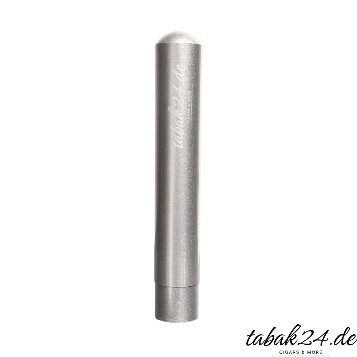 Aluminium Zigarren Tube silber metallic teleskop Zigarrenhülle geschlossen
