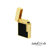 S.T. Dupont Ligne 1 Feuerzeug C14120 Vertical Line Noir Laque Gold – geöffnet mit sichtbarem Zündmechanismus