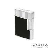 S.T. Dupont Ligne 1 Feuerzeug C14121 Vertical Line Noir Laque Palladium – Schrägansicht mit S.T. Dupont Paris Gravur