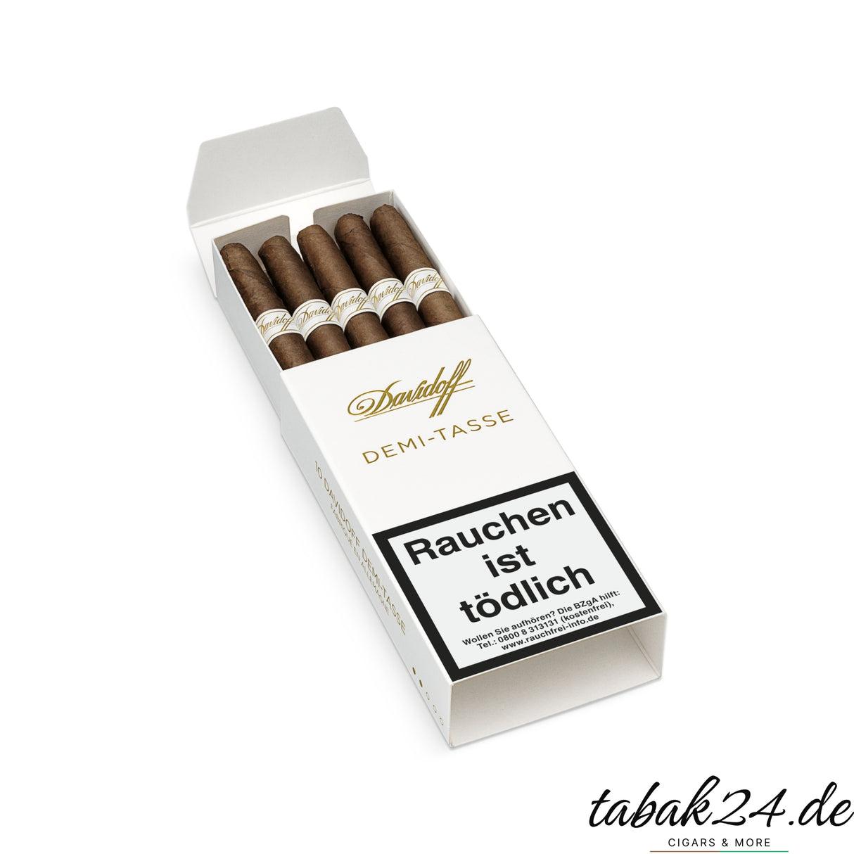 Geöffnete Davidoff Demi-Tasse Packung mit 10 Zigarillos