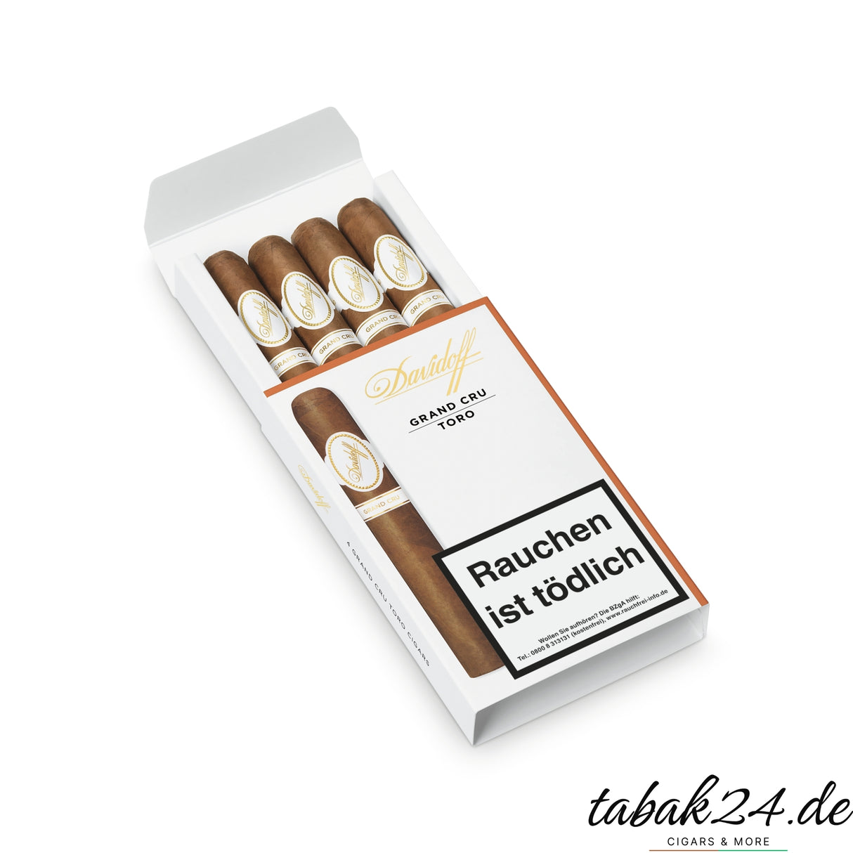 Geöffnete Davidoff Grand Cru Toro 4er-Packung mit Zigarren