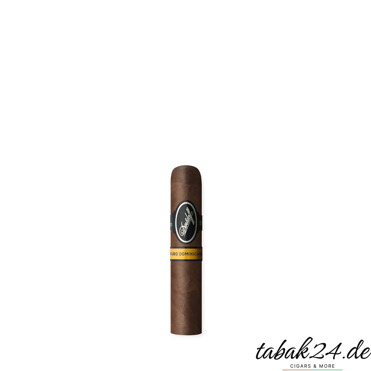 Davidoff Puro Dominicano Short Robusto Einzelzigarre mit schwarzem Band und gelbem Puro Dominicano Ring
