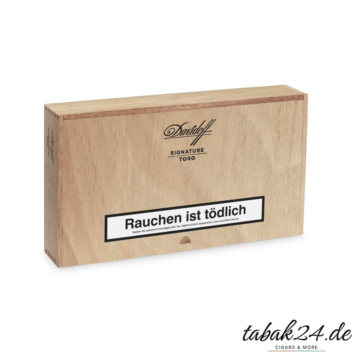 Davidoff Signature Toro Holzkiste mit Branding und Warnhinweis