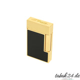 S.T. Dupont Ligne 2 Feuerzeug C16601 Noir Mat Gold – Schrägansicht mit S.T. Dupont Paris Gravur