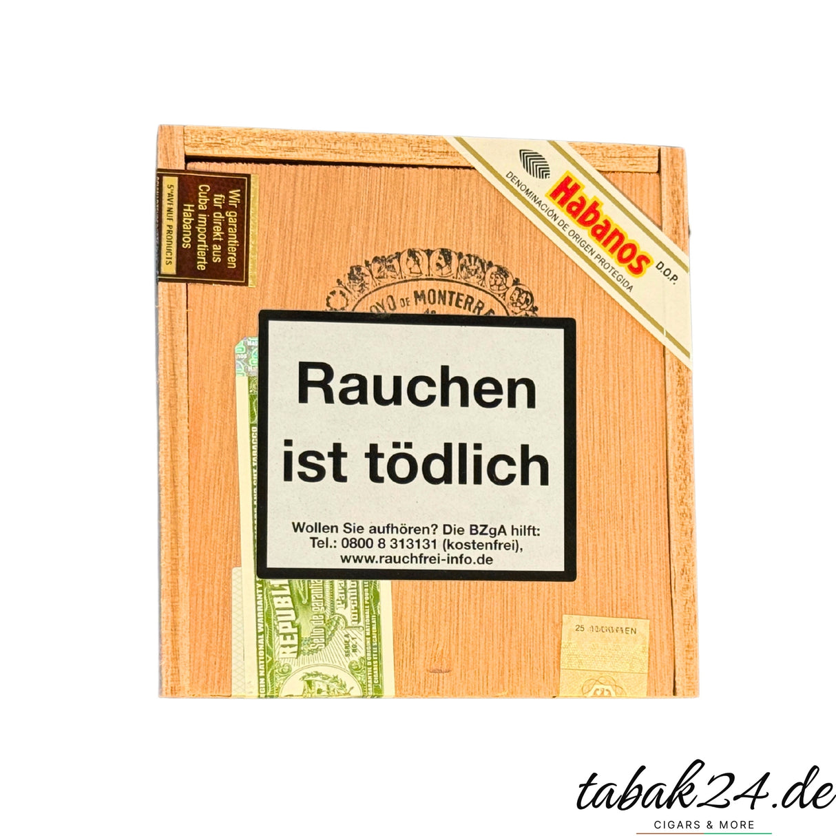 Kistenoberseite der Epicure No. 2 mit Habanos Siegel und Warnhinweis
