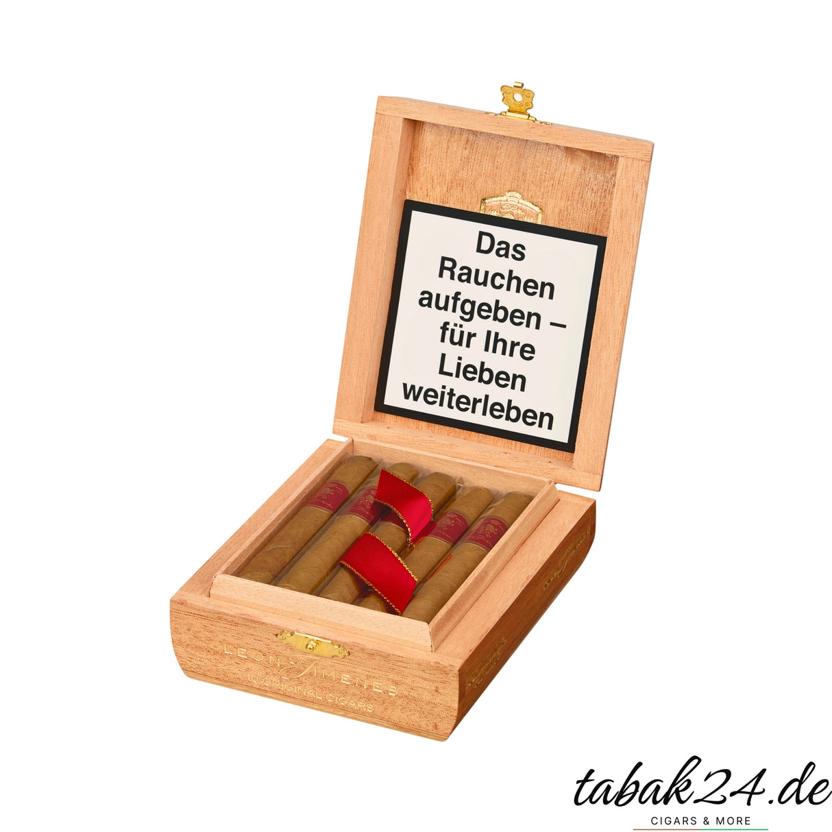 León Jimenes Petit Corona 10er Holzkiste offen mit Zigarren