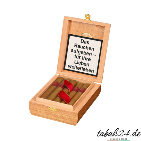 León Jimenes Petit Corona 10er Holzkiste offen mit Zigarren