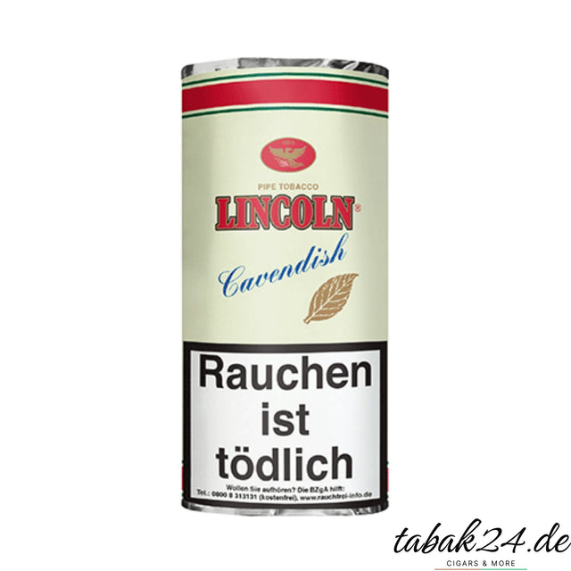 Lincoln Cavendish Pfeifentabak im 50g Pouch mit klassischem Adler-Logo und Blattsymbol