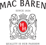 Logo von Mac Baren mit zwei Löwen, rotem Wappen und dem Schriftzug „Quality is our passion“