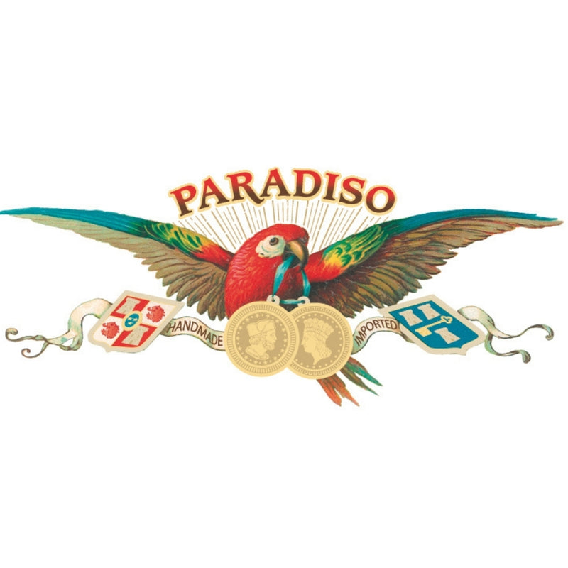 Logo der Paradiso Zigarrenmarke mit Papagei, Goldmedaillen und Schriftzug