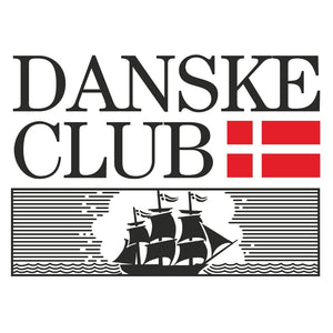 Danske Club Logo mit dänischer Flagge und Segelschiff-Motiv