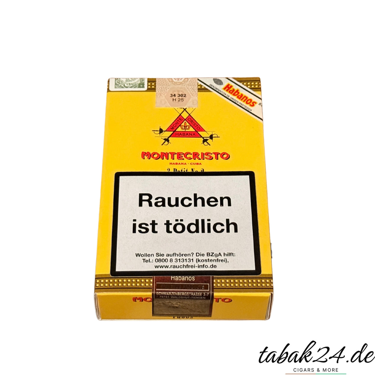 Montecristo Petit No. 2 Etui mit drei kubanischen Zigarren in der Alu Tube