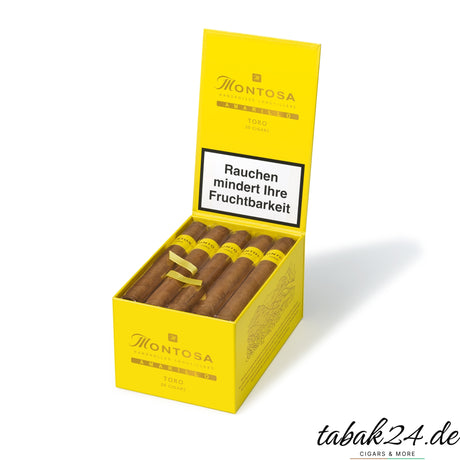 Geöffnete 20er-Kiste Montosa Amarillo Toro Zigarren