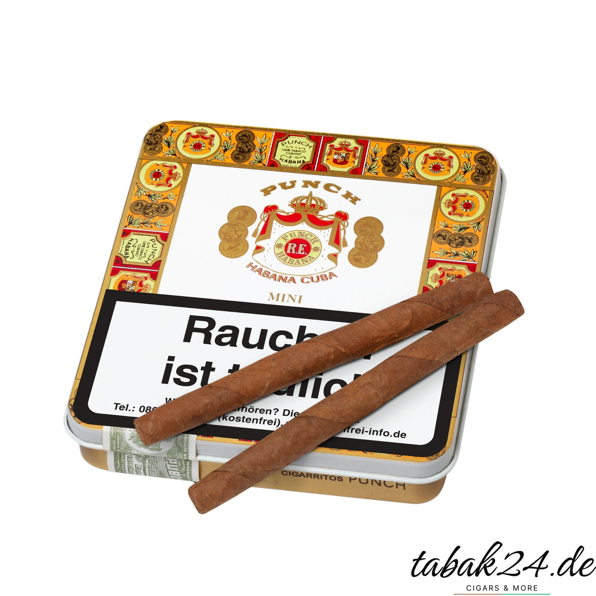  Punch Mini – kubanische Zigarillos mit mild-würzigen Aromen, präsentiert auf der edlen Dose.