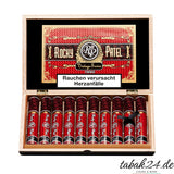 Geöffnete Holzkiste mit zehn Rocky Patel Vintage 1990 Toro Zigarren in Aluminiumtuben