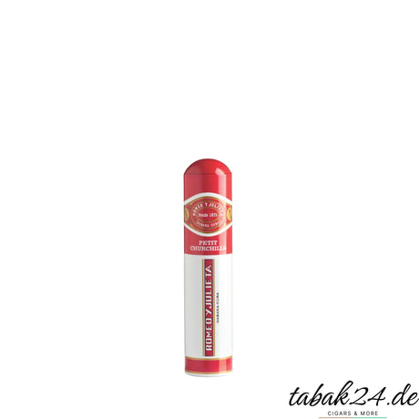 Romeo y Julieta Petit Churchill im rot-weißen Aluminiumtubo stehend