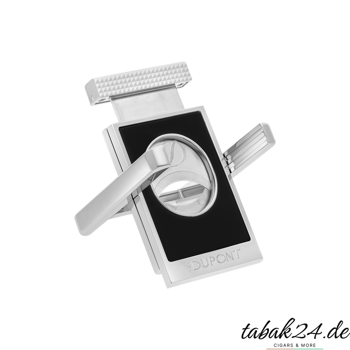 S.T. Dupont XX Cigar Stand Cutter silber geöffnet Zigarrencutter mit Zigarrenstand