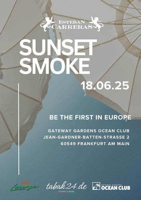 Eventplakat Sunset Smoke Esteban Carreras im Ocean Club Frankfurt