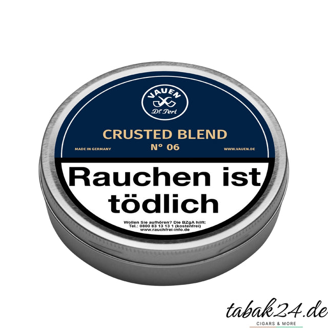 Geschlossene VAUEN Crusted Blend No. 6 Tabakdose auf weißem Hintergrund