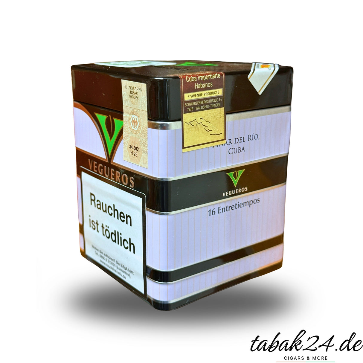 Vegueros Entretiempos Dose seitlich mit kubanischem Steuerband