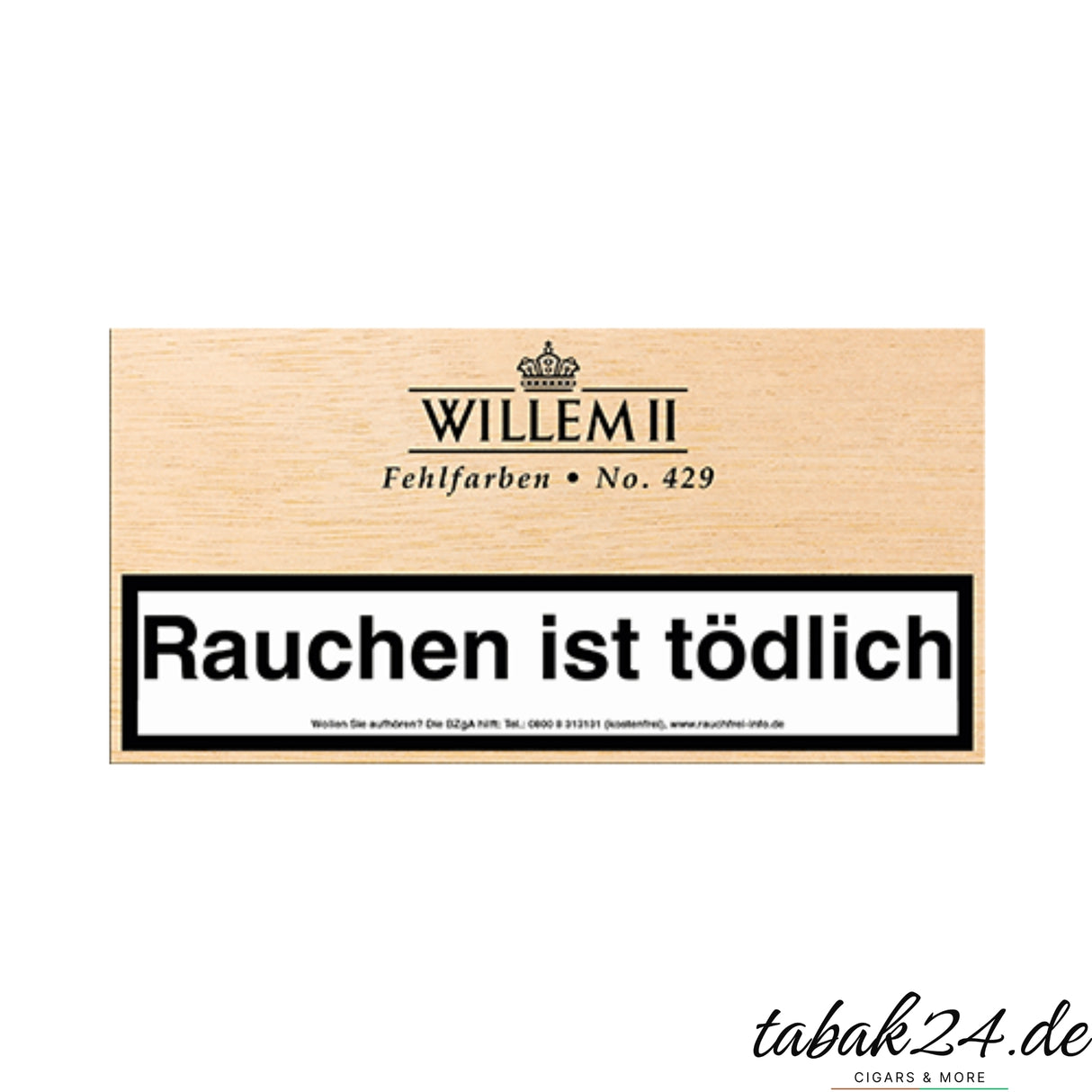 Holz-Zigarrenkiste Willem II Fehlfarben No. 429 mit 100 Stück

