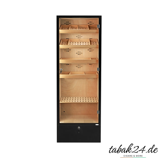 Adorini Portofino Humidorschrank schwarz mit Trays aus Spanischer Zeder