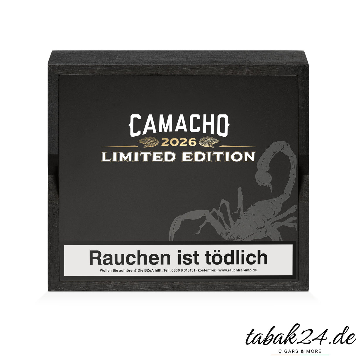 Camacho Limited Edition 2026 – Holzkiste Vorderansicht geschlossen