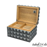 Colibri Humidor Grand Quasar grau, geöffnet mit Tablett