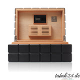 Colibri Humidor Heritage schwarz, geöffnet mit Hygrometer