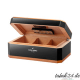 Colibri Humidor Rally schwarz/gold, geöffnet mit Zedernholz