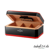 Colibri Humidor Rally schwarz/rot, geöffnet mit Zedernholz