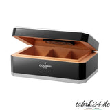 Colibri Humidor Rally schwarz/silber, geöffnet mit Zedernholz