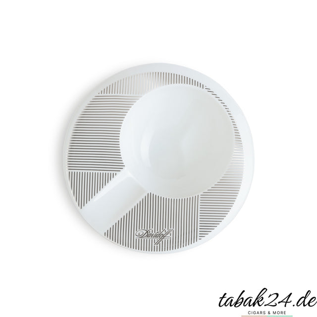 Davidoff Runder Porzellan-Aschenbecher 1 Zigarre – eleganter Zigarren-Aschenbecher aus weißem Porzellan mit Davidoff-Logo