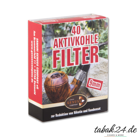 Ermuri Aktivkohle-Pfeifenfilter 9 mm, 40 Stück Packung