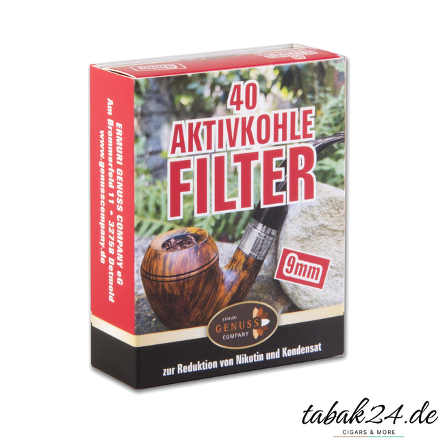 Ermuri Aktivkohle-Pfeifenfilter 9 mm, 40 Stück Packung