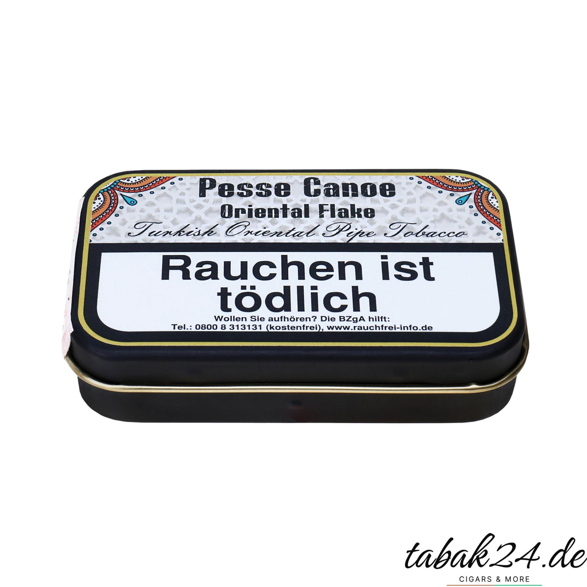 Gladora Tobacco Pesse Canoe Oriental Flake Pfeifentabak – 50g Dose Seitenansicht