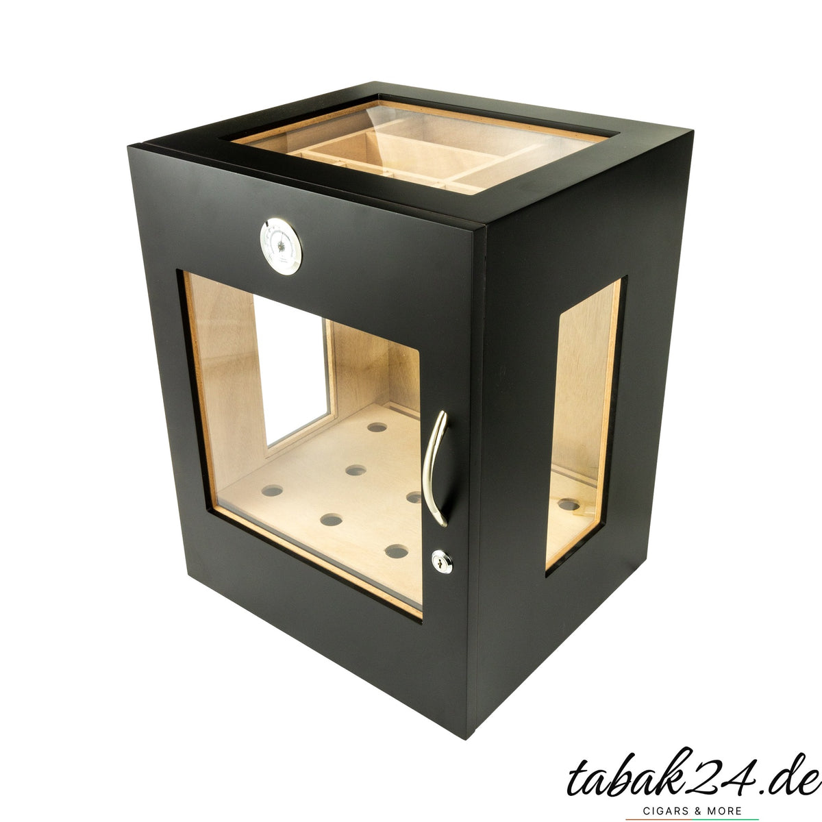 Humidorschrank Sevenson schwarz matt, Vorderansicht