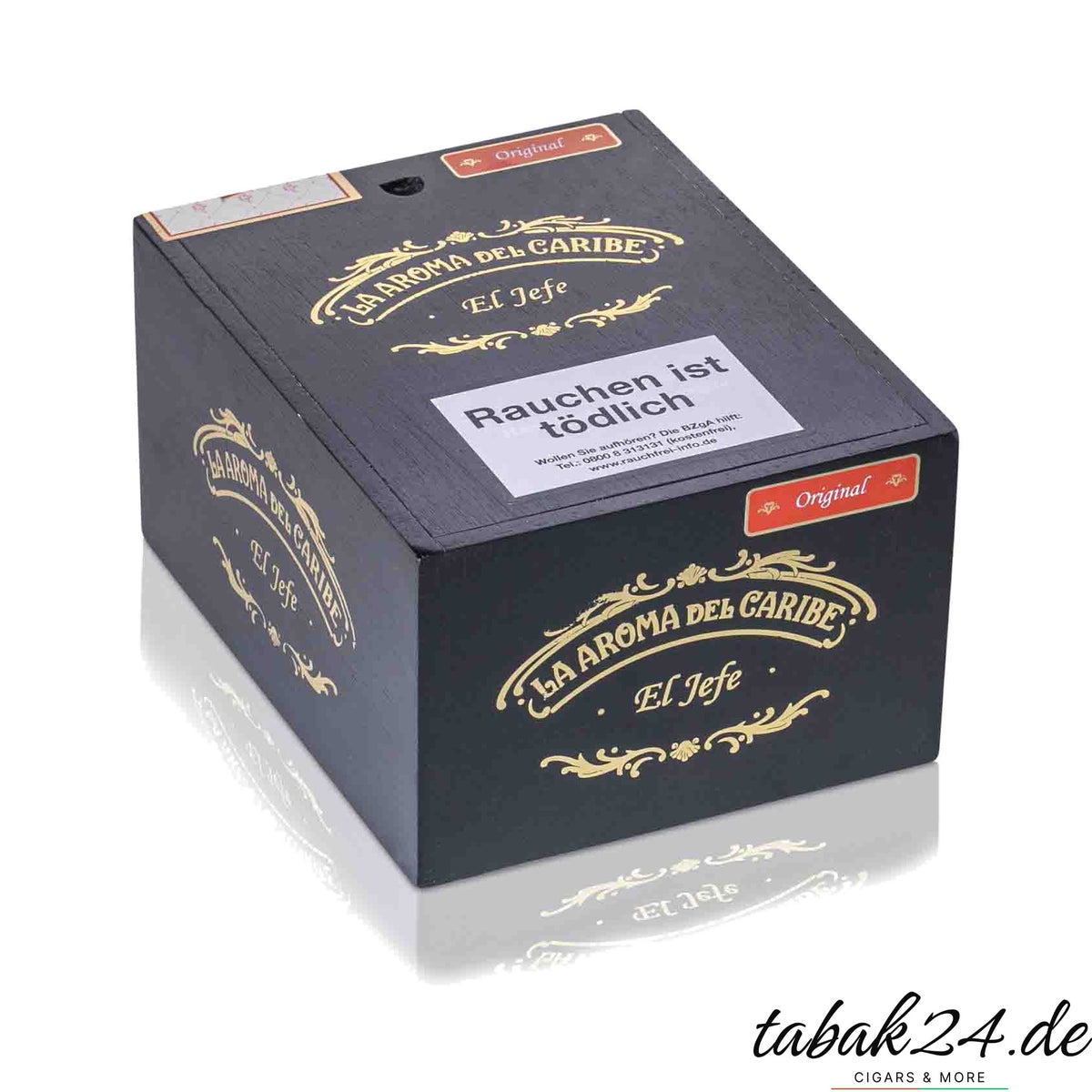 La Aroma del Caribe Base Line El Jefe – 24er Holzkiste Vorderansicht