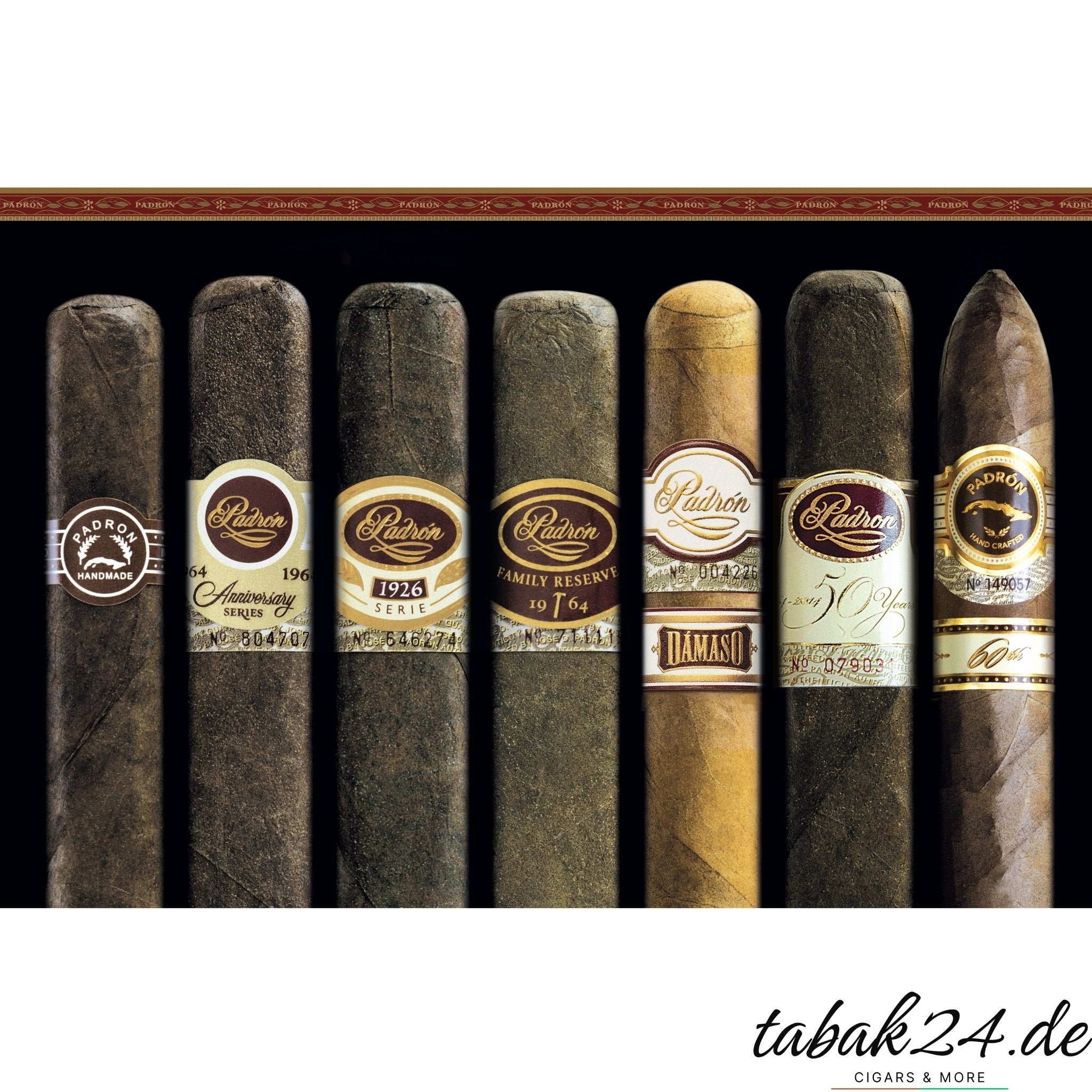 Padrón Zigarren Sortiment – Anniversary, 1926 Serie, Family Reserve, Dámaso, 50 Years, 60th Anniversary im Vergleich