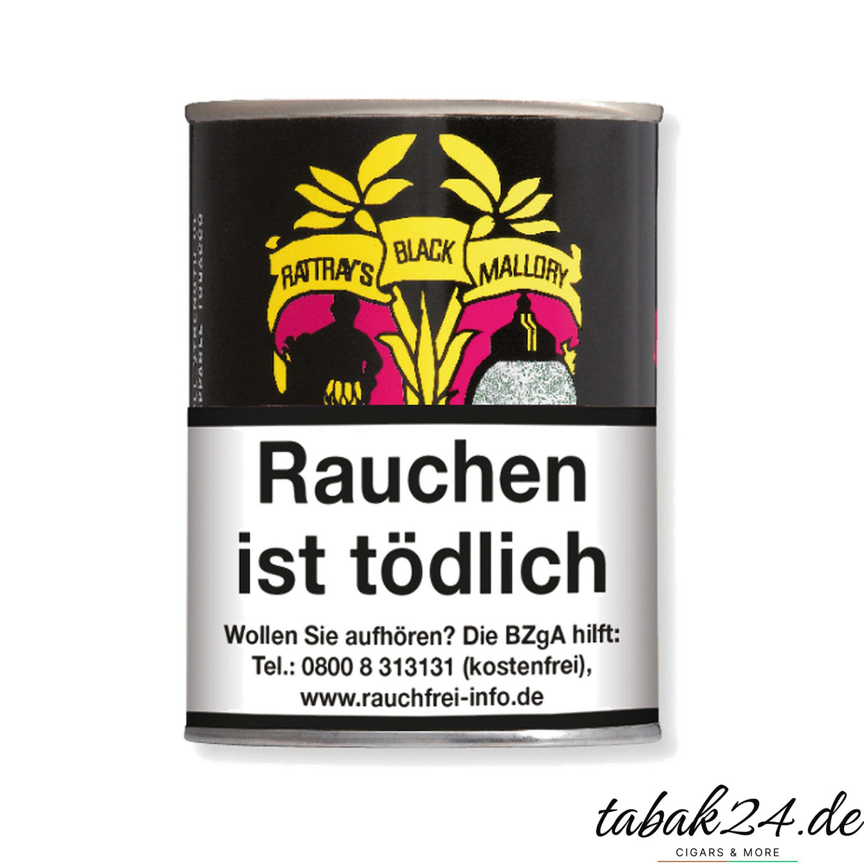 Rattray’s Black Mallory Pfeifentabak in der runden 100-g-Dose