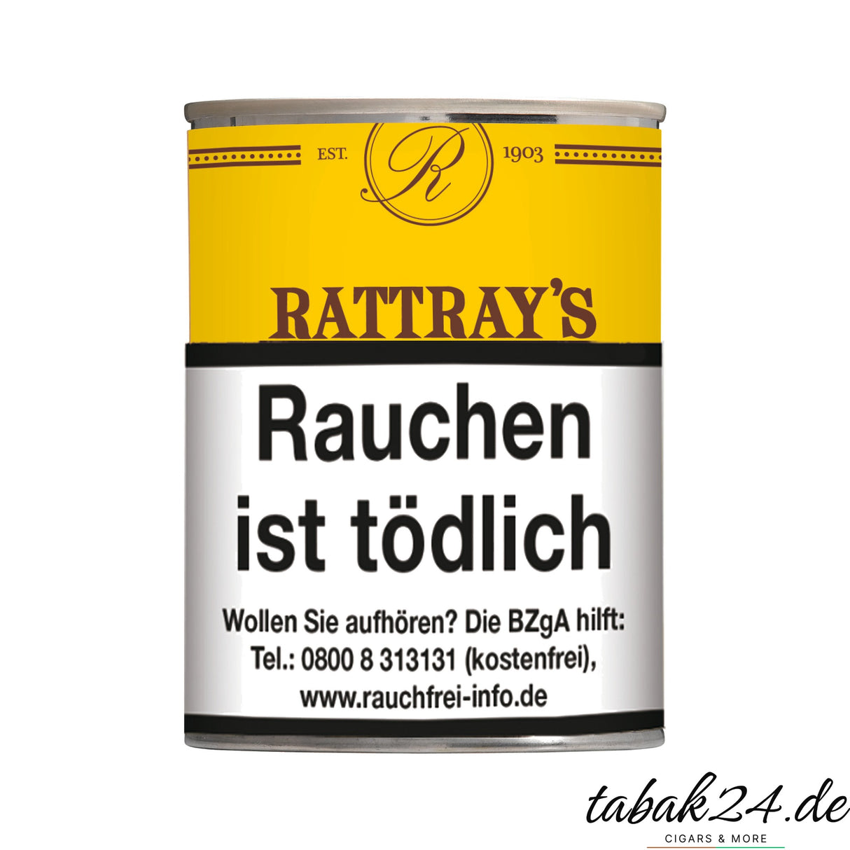 Rattray’s Black Virginia Pfeifentabak in der runden 100-g-Dose