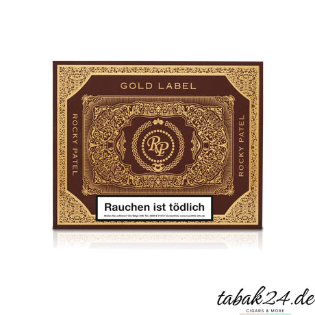 Rocky Patel Gold Label 20er Kiste – geschlossen mit goldenen Ornamenten