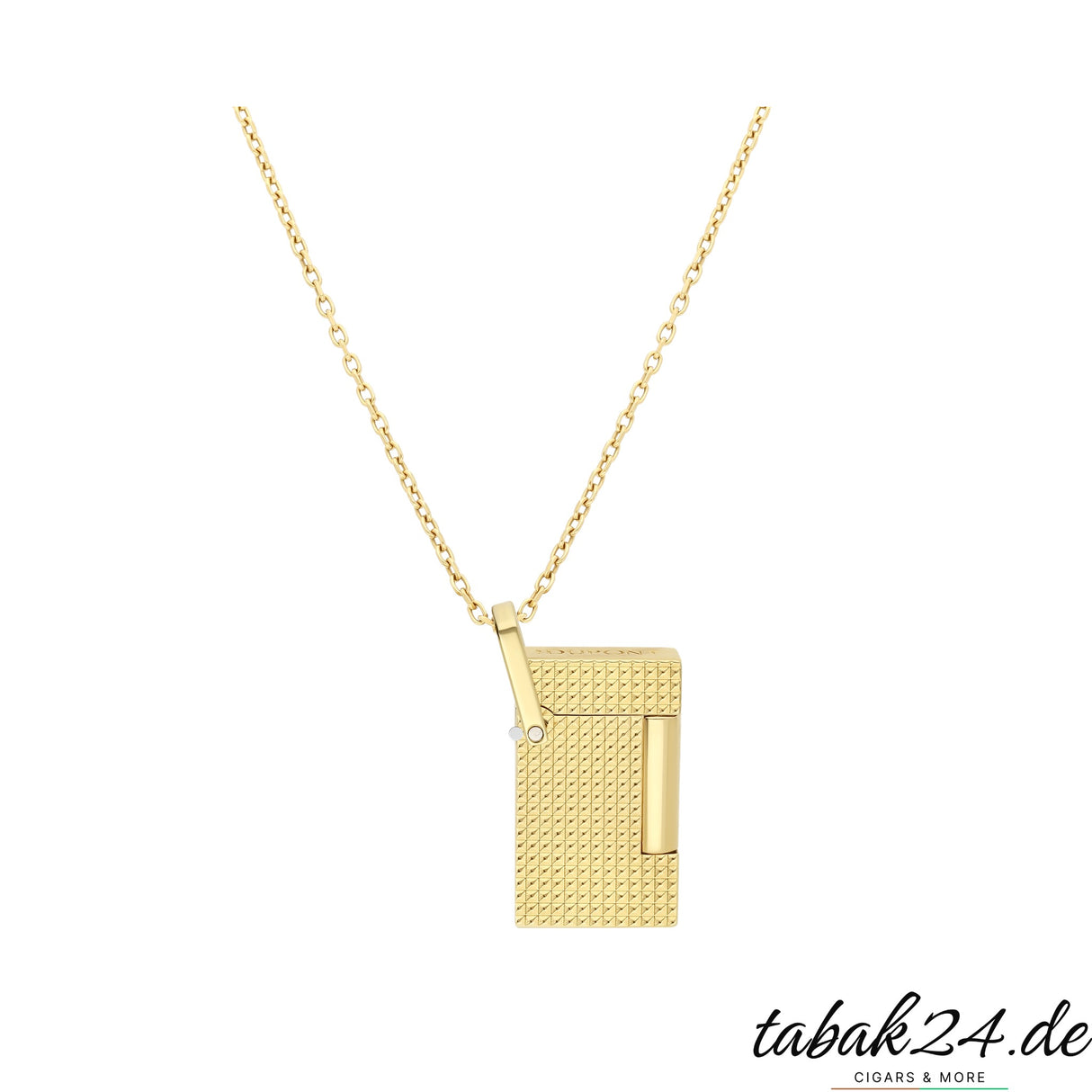 S.T. Dupont Feuerzeug-Halskette Chrom Gold – Detailansicht Anhänger