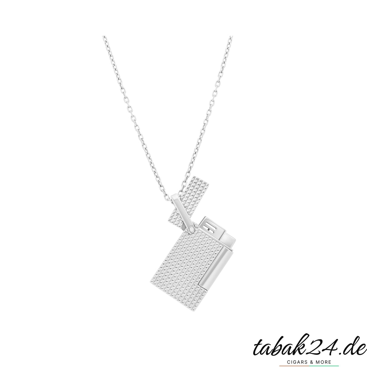 S.T. Dupont Feuerzeug-Halskette Chrom Silber – Anhänger an Kette