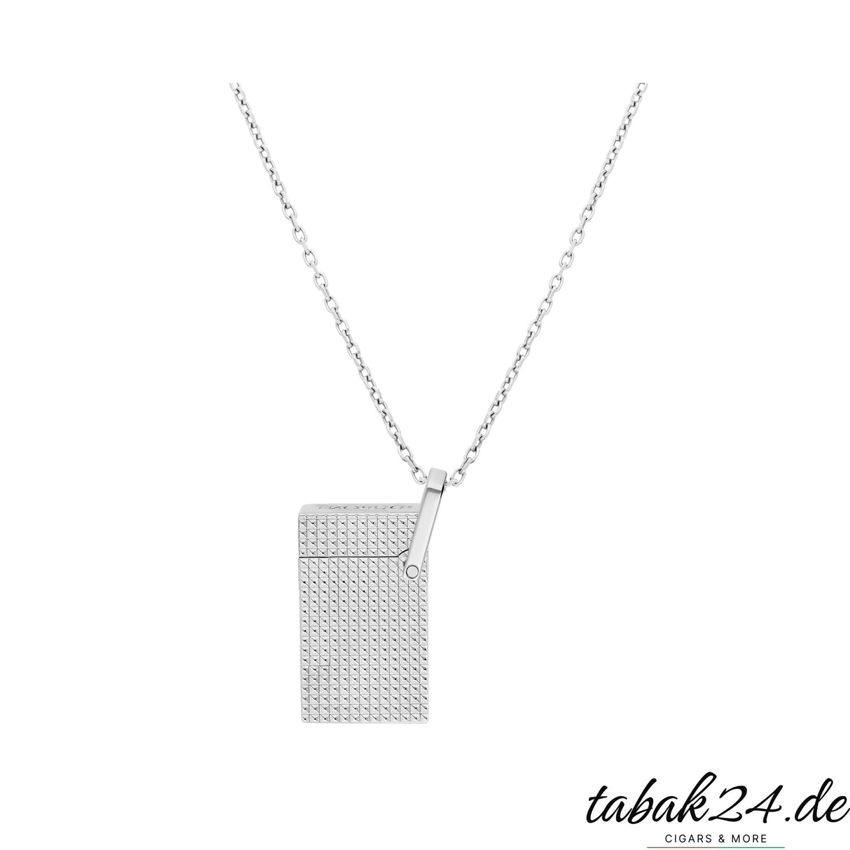 S.T. Dupont Feuerzeug-Halskette Chrom Silber – Guilloché-Musterdetail